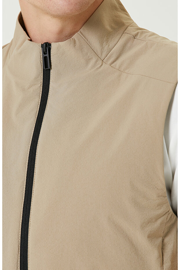 Bej N-Tech Dik Yaka Casual Yelek - 6