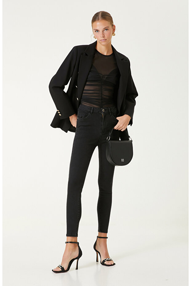 Antrasit Push-Up Denim Pantolon - 1