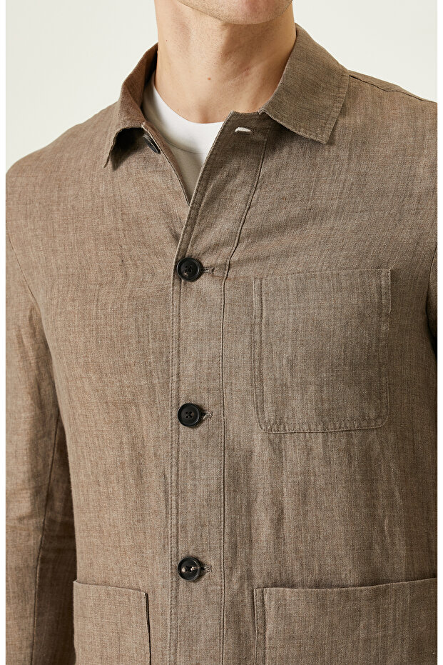 Bej Keten Erkek Ceket - 6