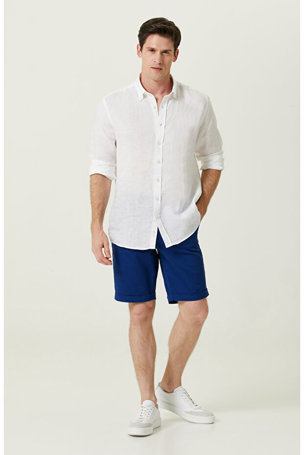 Normal Bel Saks Şort - 1