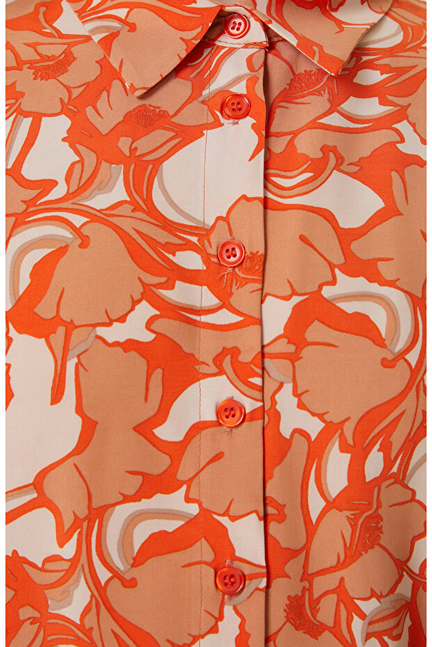 Bej Desenli Elbise - 5