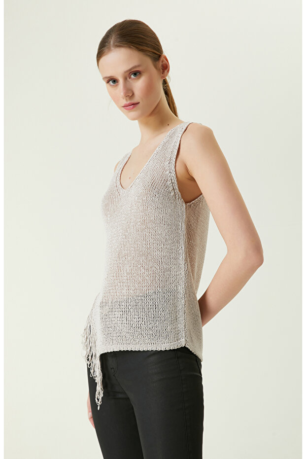 Bej Püsküllü Triko Atlet - 4