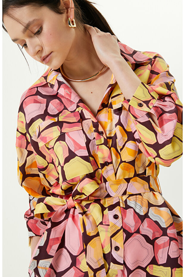 Sarı Desenli Mini Tulum - 4