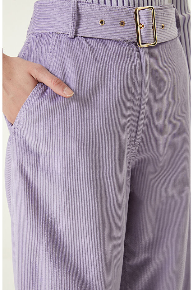 Lila Kadife Pantolon - 6