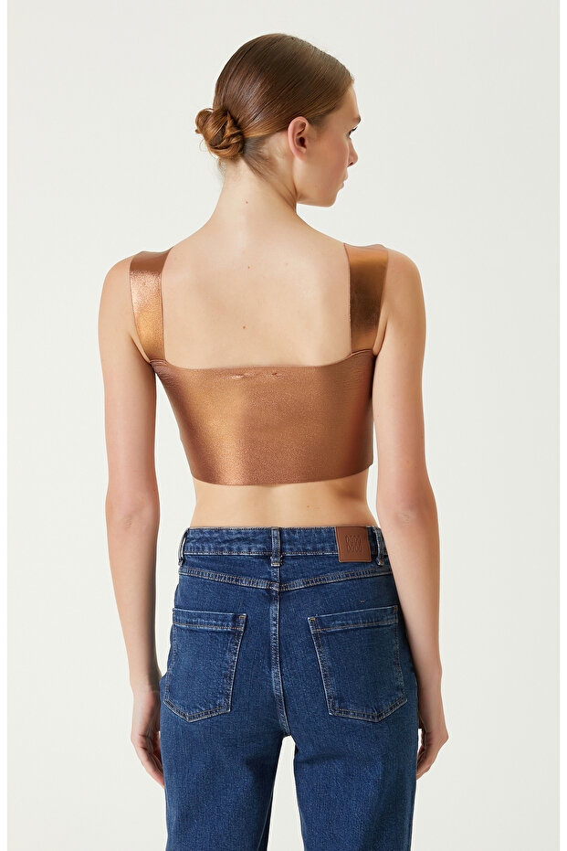 Bakır Rengi Askılı Triko Büstiyer - 6