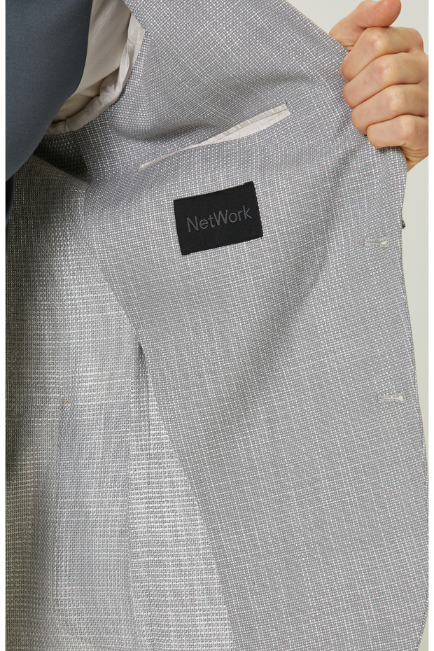 Gri Desenli Blazer Ceket - 7