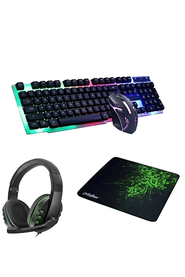 Oyuncu Klavye Mouse Mousepad Kulaklık Set - 1