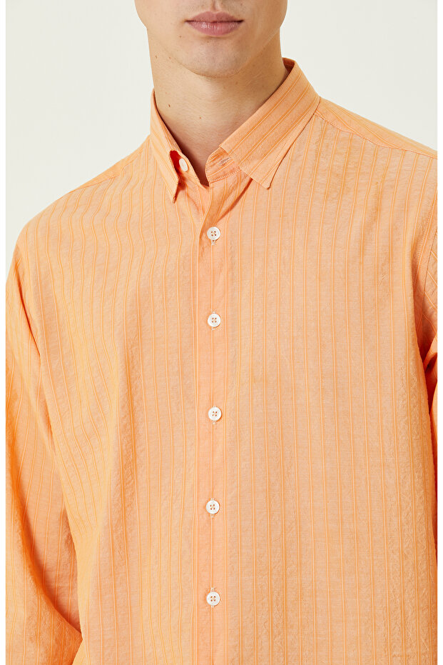 Turuncu Uzun Kollu Gömlek - 5
