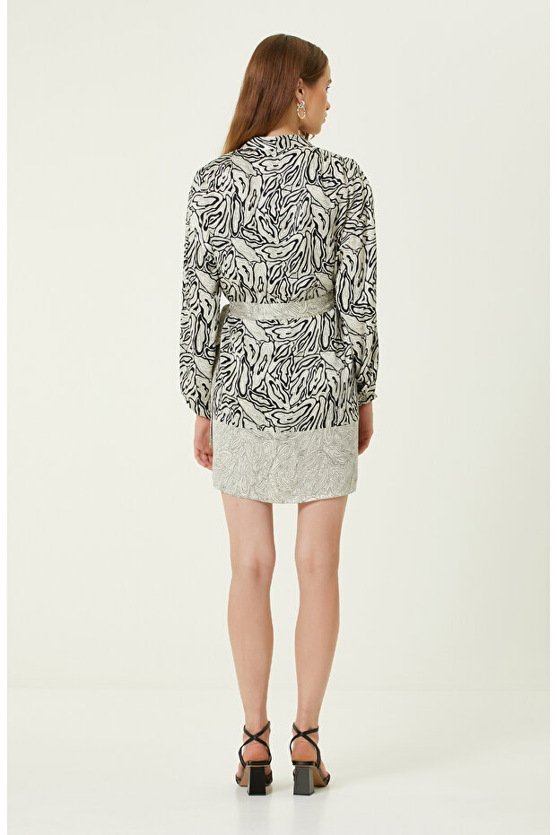 Ekru Mini Elbise - 5