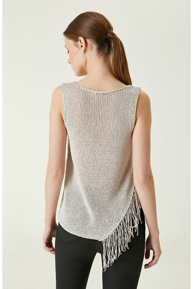 Bej Püsküllü Triko Atlet - 6