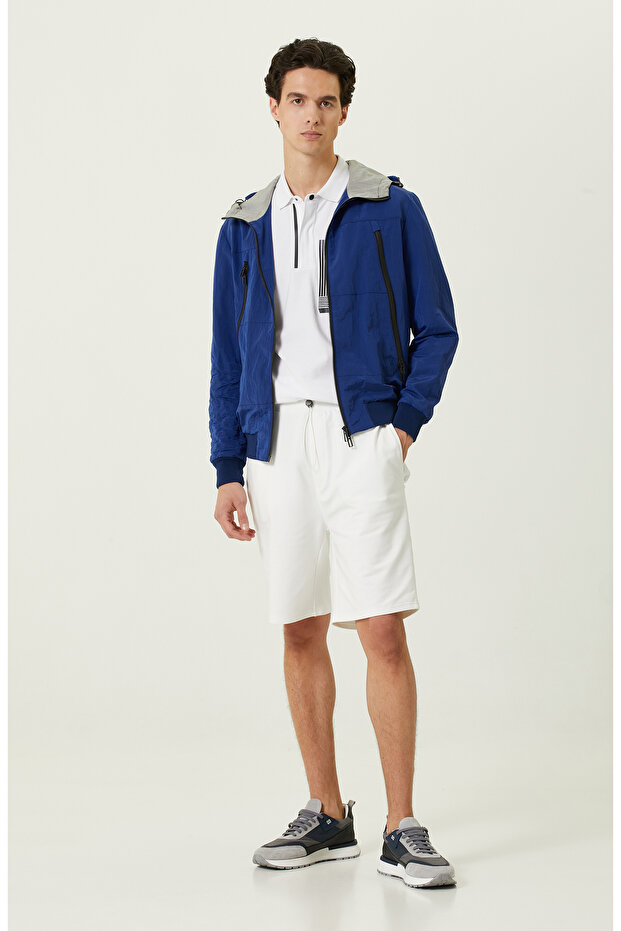 N-Tech Ekru Beli Lastikli Penye Şort - 1