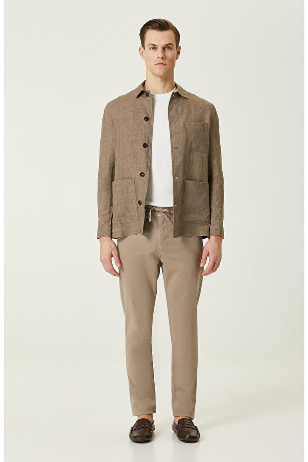 Bej Keten Erkek Ceket - 2