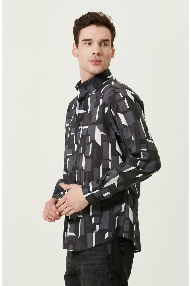 Cepsiz Pamuklu Siyah Gömlek - 3