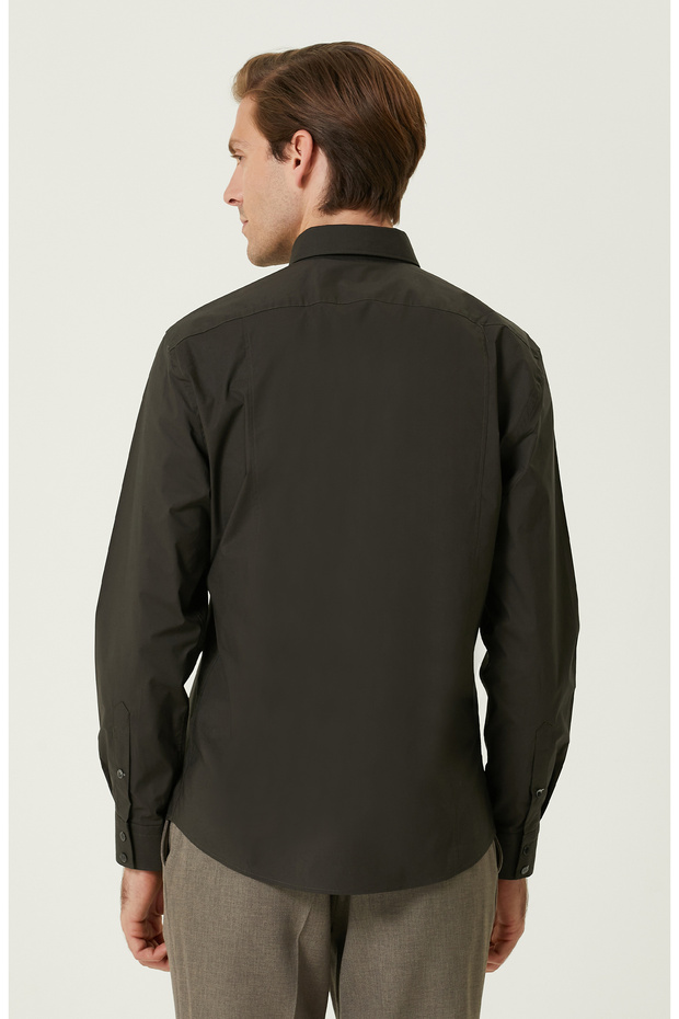 Çıtçıtlı Haki Gömlek - 5