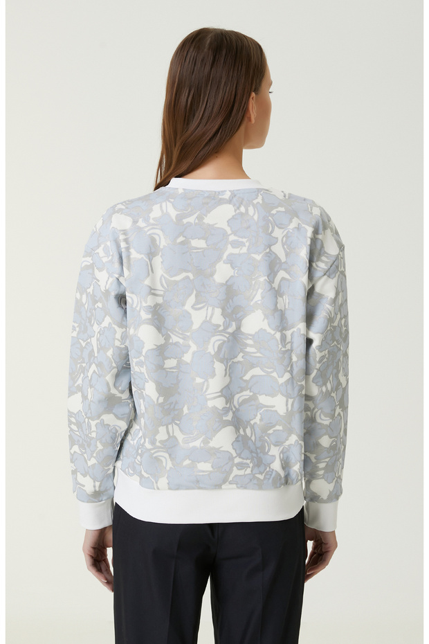 Mavi Beyaz Baskılı Sweatshirt - 6