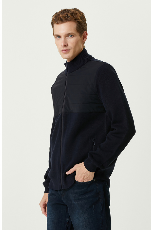 Lacivert Dik Yaka Triko Mont - 3