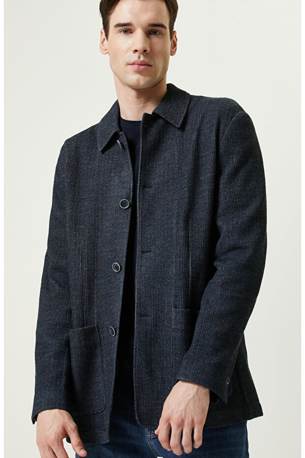 İndigo Örme Ceket - 5