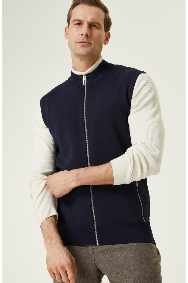 Lacivert Triko Yelek - 2