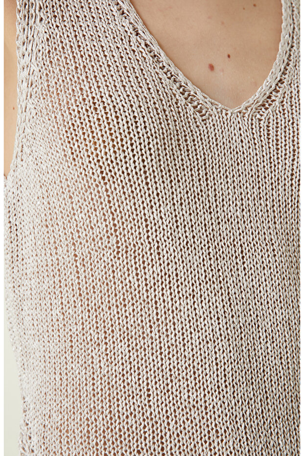 Bej Püsküllü Triko Atlet - 5