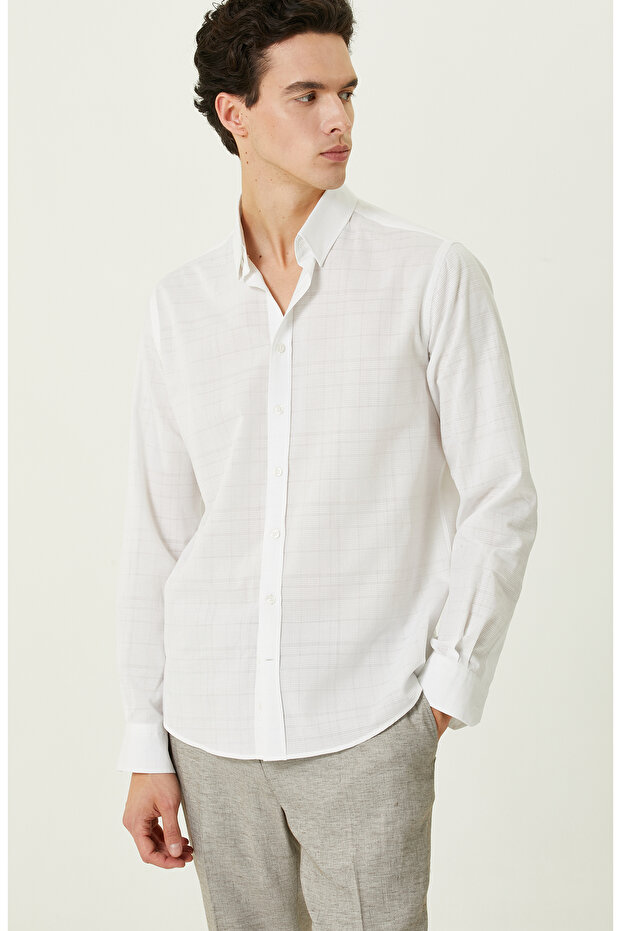 Beyaz Armürlü Gömlek - 6