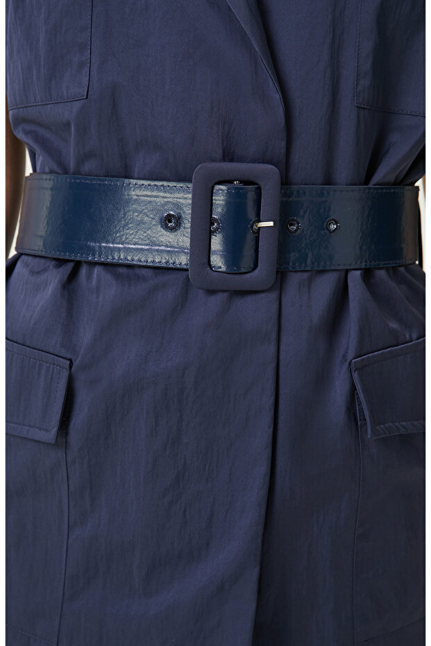 Lacivert Mini Elbise - 5