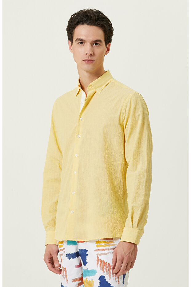 Sarı Çizgili Gömlek - 3