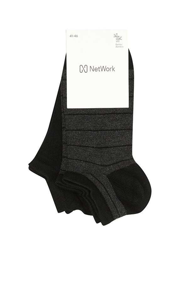 Siyah Antrasit 2li Erkek Bambu Çorap Seti - 1