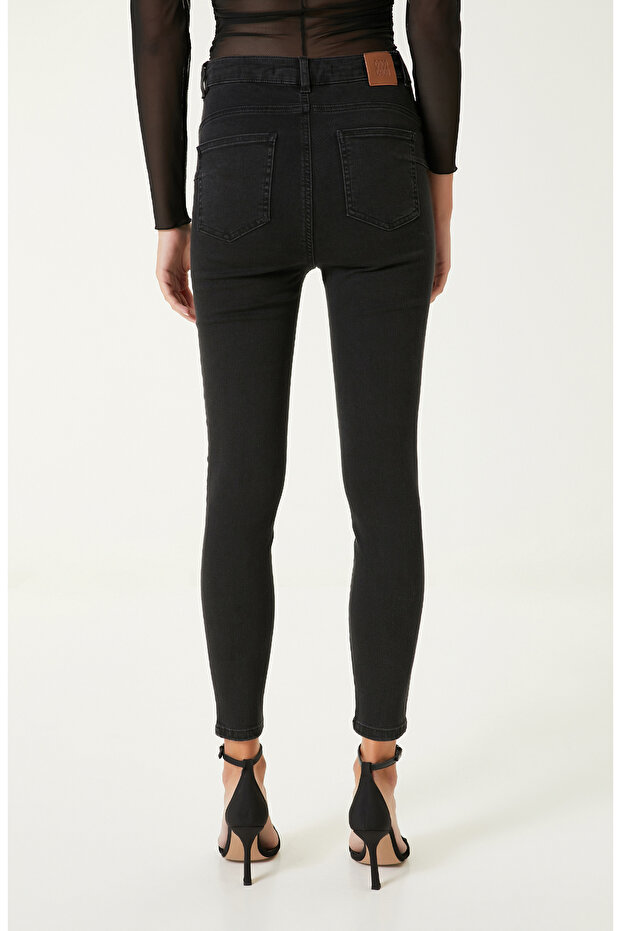 Antrasit Push-Up Denim Pantolon - 4