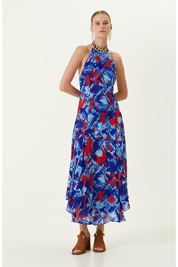 Saks Uzun Boy Elbise - 3