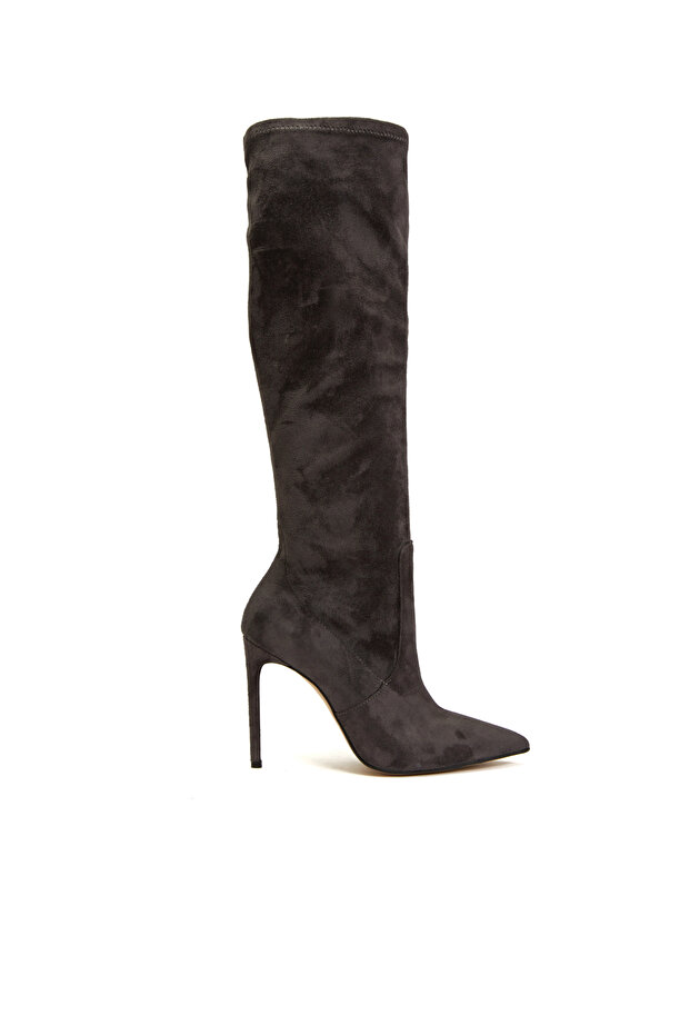 Gri Kadın Deri Çizme - 2