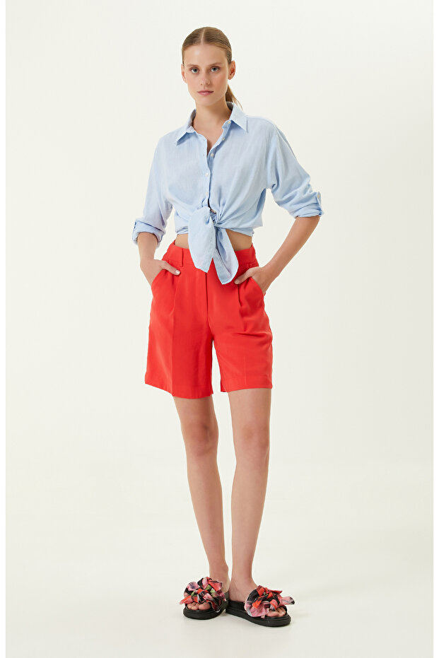 Nar Çiçeği Duble Paça Şort - 1