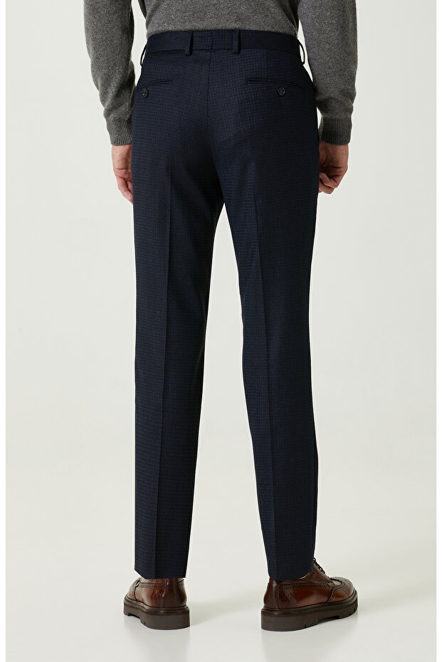 Desenli Lacivert Pantolon - 3