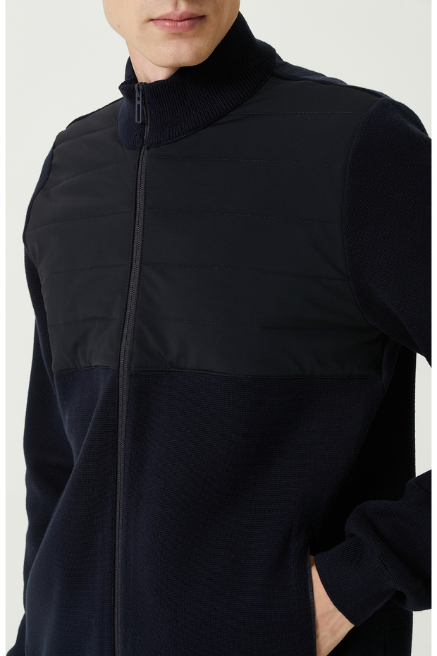 Lacivert Dik Yaka Triko Mont - 5