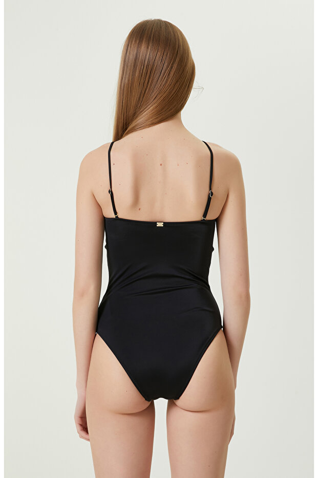 Damla Dekolteli Siyah Mayo - 5