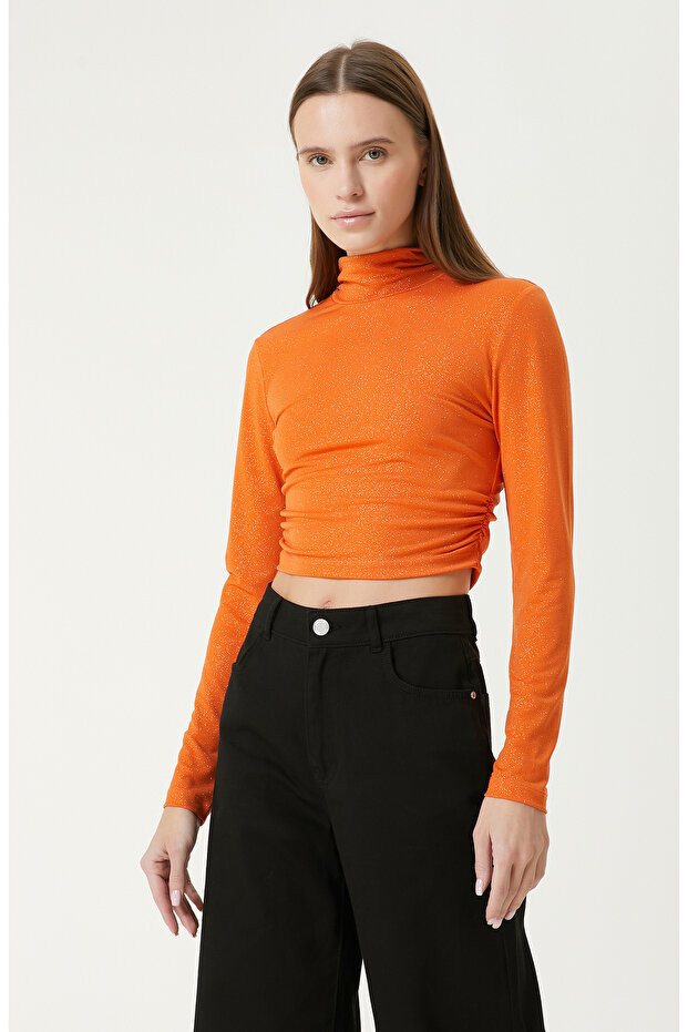 Turuncu Crop Bluz - 4