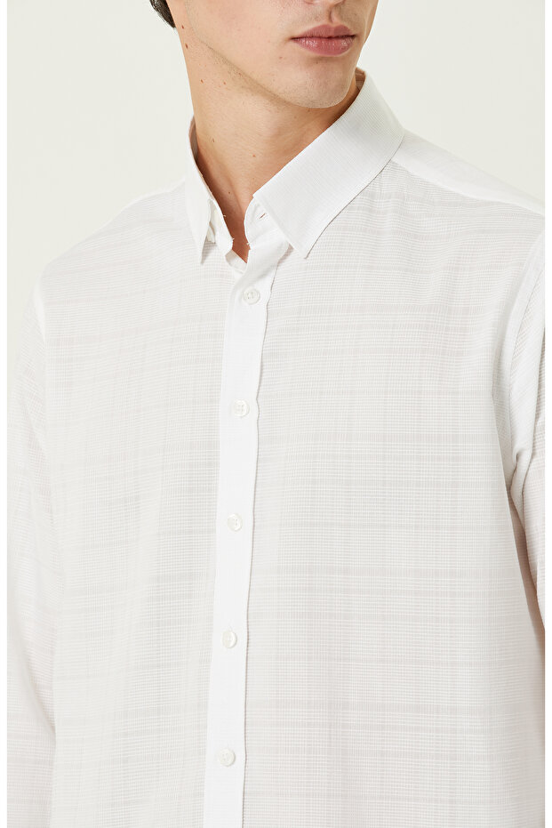 Beyaz Armürlü Gömlek - 5