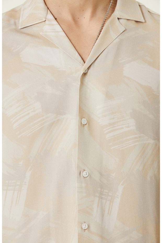 Bej Baskılı Gömlek - 7