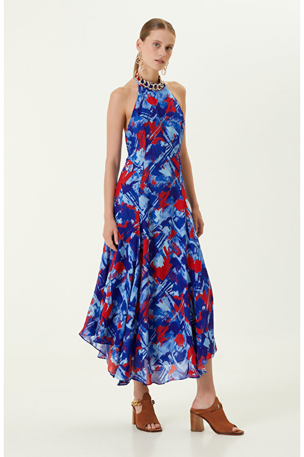 Saks Uzun Boy Elbise - 4