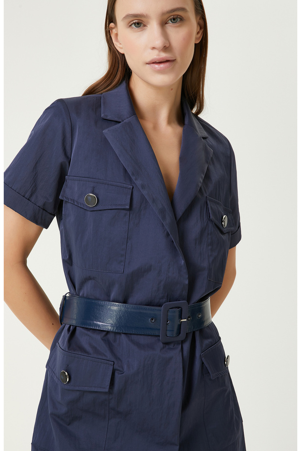 Lacivert Mini Elbise - 2