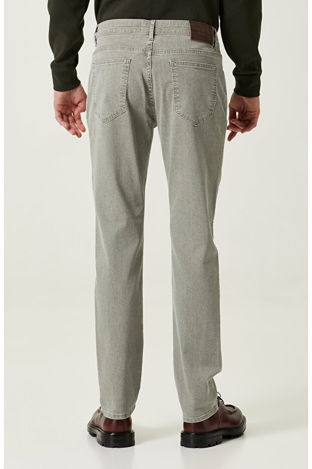 Düz Paça Haki Denim Pantolon - 3
