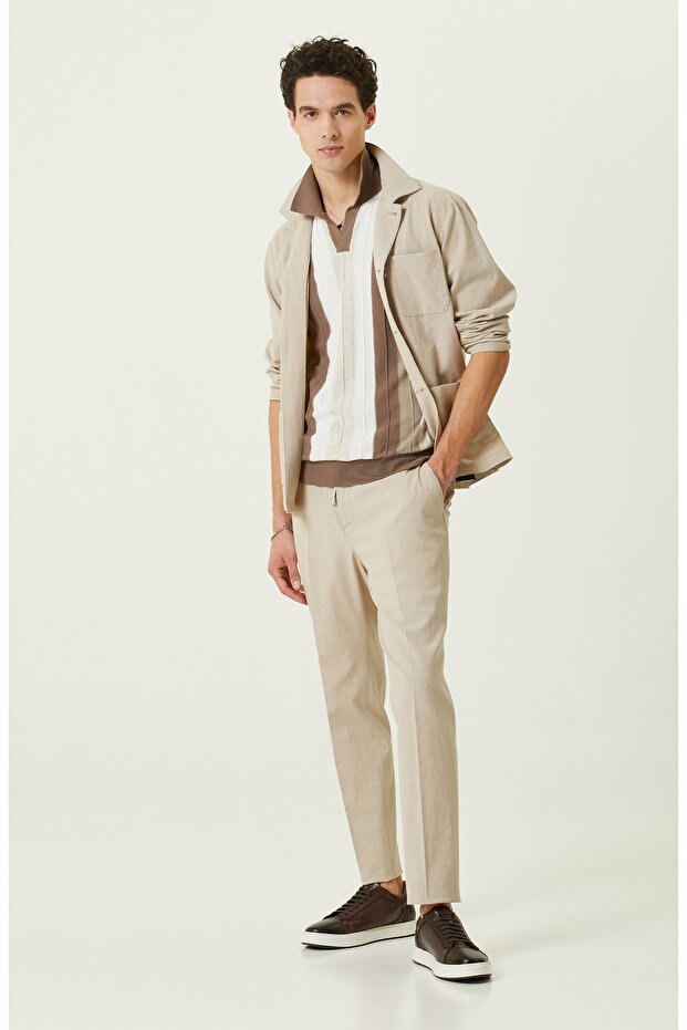 Bej Gömlek Yaka Gofreli Ceket - 2