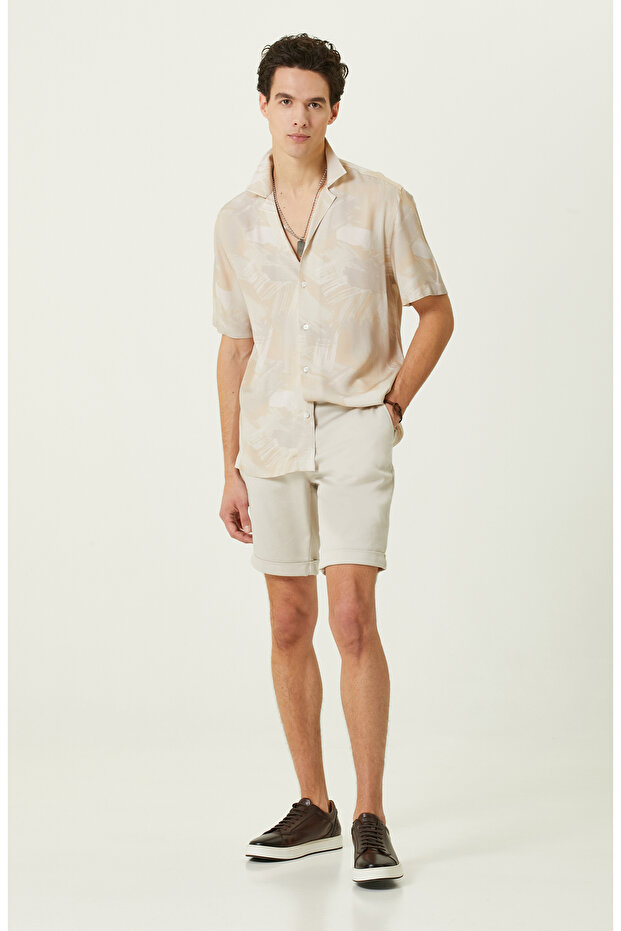 Bej Baskılı Gömlek - 2