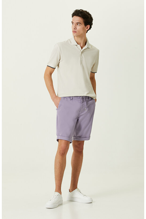 Lila Duble Paça Şort - 1