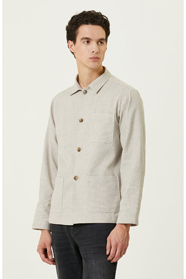 Bej Jakarlı Blazer Ceket - 3