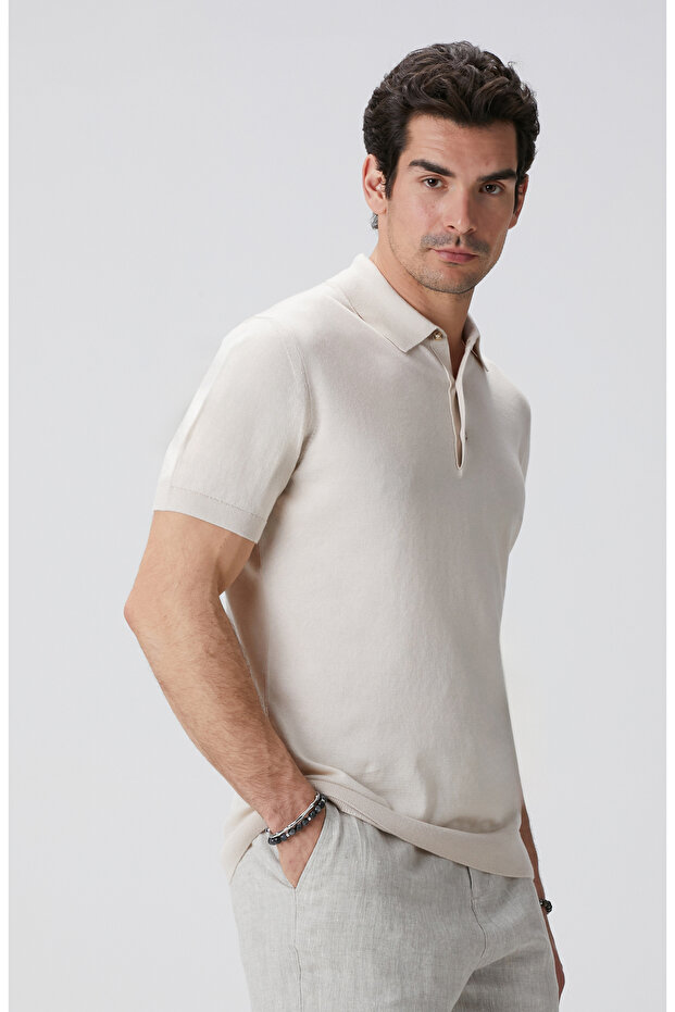 Bej Polo Yaka T-shirt - 4