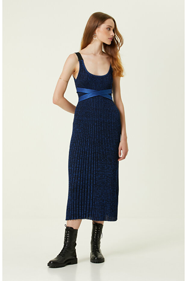 Mavi Midi Triko Elbise - 2