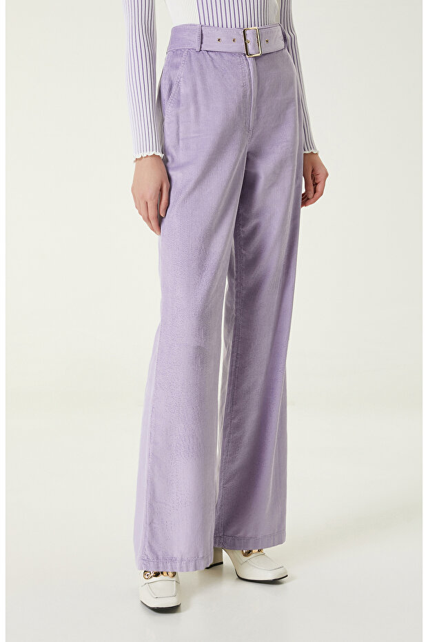 Lila Kadife Pantolon - 4