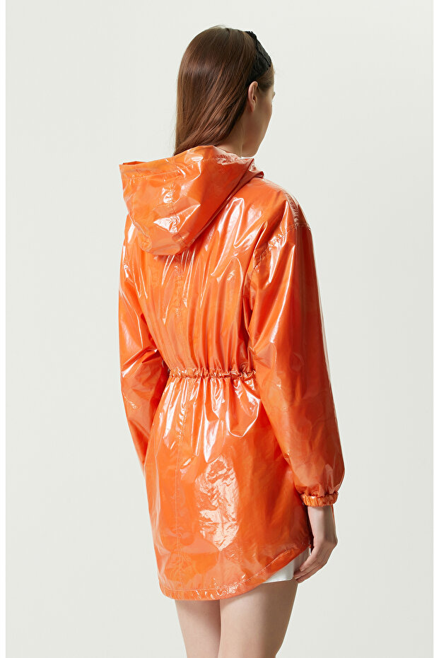 N-Tech Turuncu Kapüşonlu Pardesü - 6