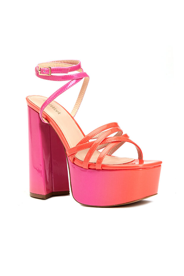 Turuncu Kadın Deri Sandalet - 2