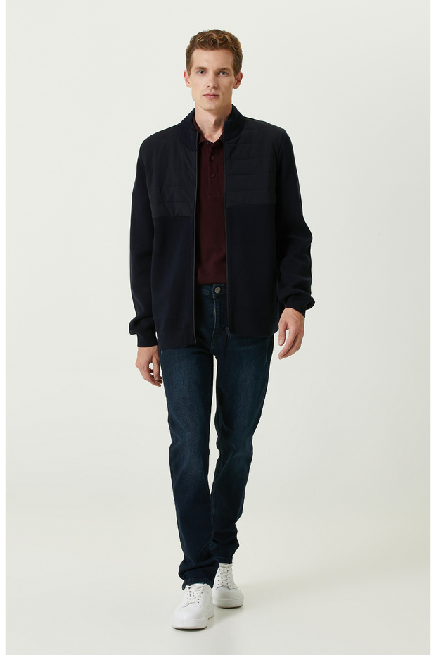 Lacivert Dik Yaka Triko Mont - 2